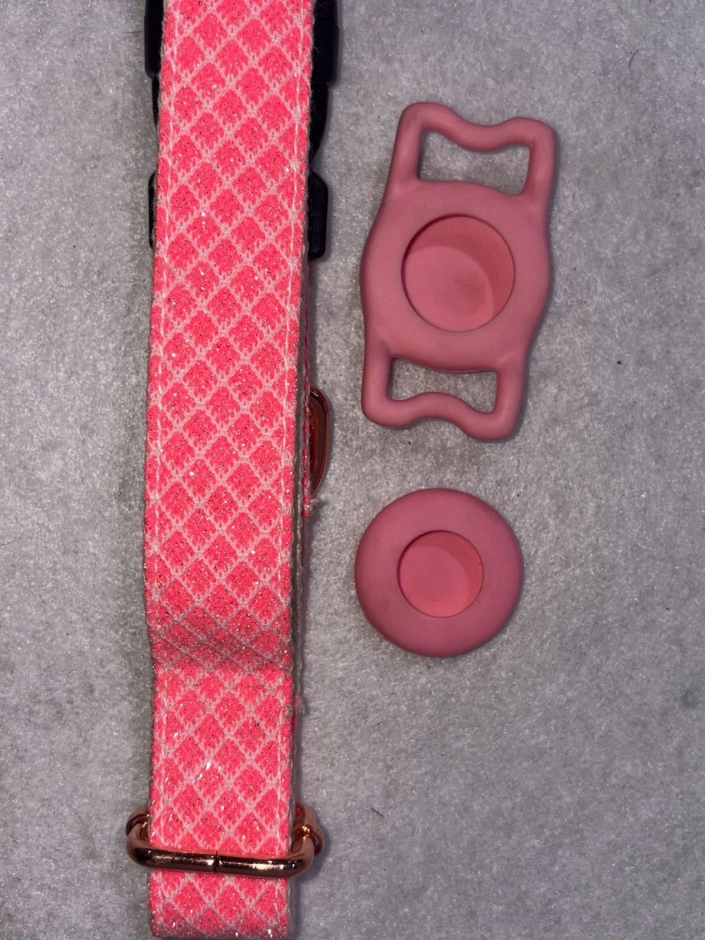 Pink Patterned Dog Collar with Matching Accessory Mounts - Picture 2 of 3